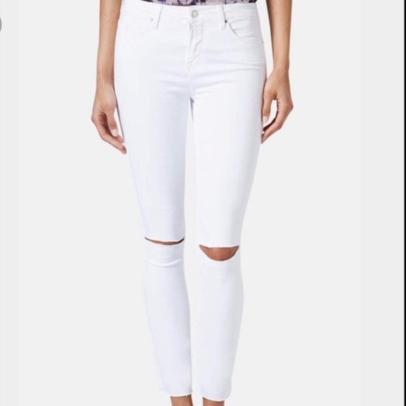 white ripped jeans topshop